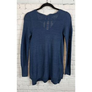 KNOX ROSE blue lace bow back high low sweater pullover size XS